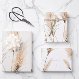 Chic boho Pampas grass Baby shower  Wrapping Paper Sheet
