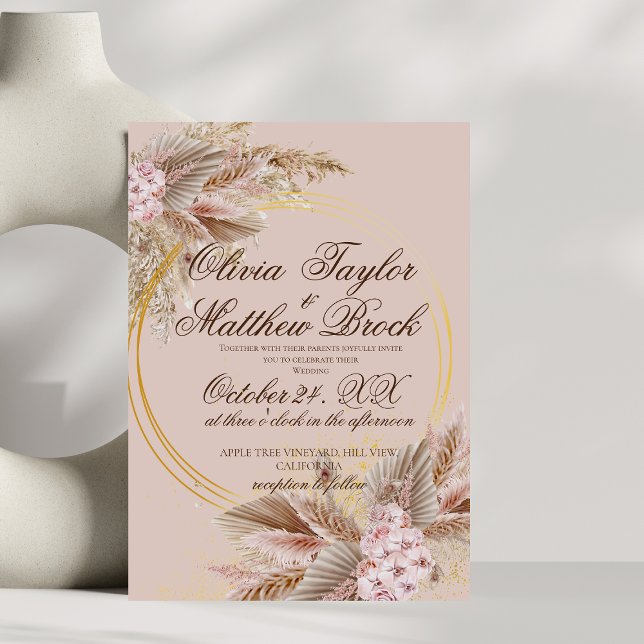 Chic Boho Pampas Grass Best Wedding  Invitation (Creator Uploaded)