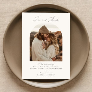 Chic Boho Photo Wedding Thank You Card