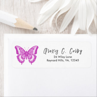 Chic Boho Pretty Lavender Butterfly Girly Femme Return Address Label