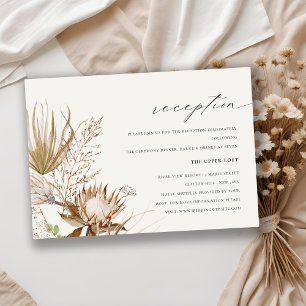 Chic Boho Protea Dry Palm Floral Wedding Reception Enclosure Card