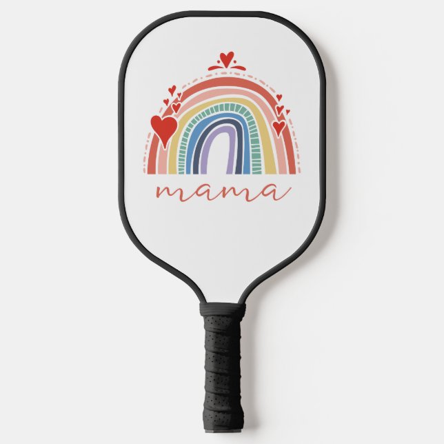 Chic Boho Rainbow Mum Christmas Holiday Pickleball Paddle (Front)