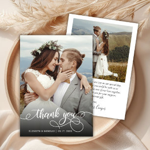 Chic Boho Script Photo Wedding Thank You Card
