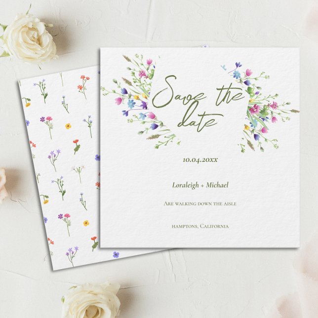 Chic boho simple wildflowers Wedding Save The Date (Creator Uploaded)