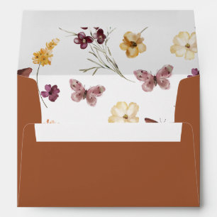 Chic Boho Wildflower Rustic Terracotta Wedding Envelope