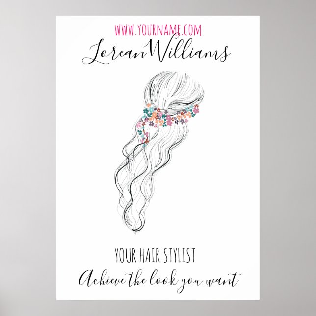 Chic boho wildflower Wedding Hair Stylist floral Poster (Front)