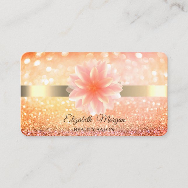 Chic Bokeh Lotus Flower Yoga Reiki  Business Card (Front)