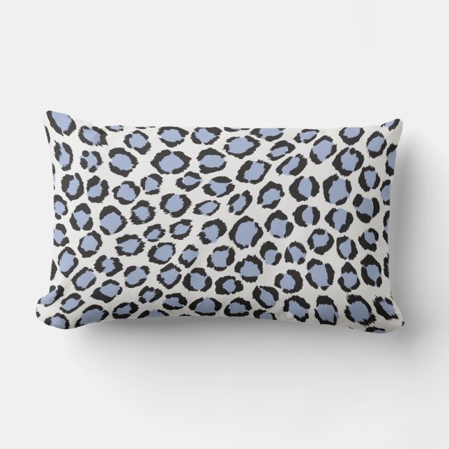 Chic bold light blue cheetah print pattern lumbar cushion (Front)