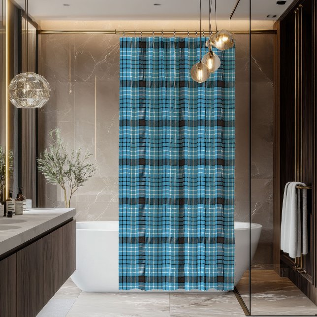 Chic Bold Manly Plaid Shower Curtain Blue Grey (Chic Bold Manly Plaid Shower Curtain Blue Grey)