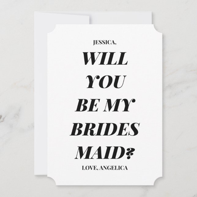 Chic Bold Minimal Bridesmaid Proposal (Front)