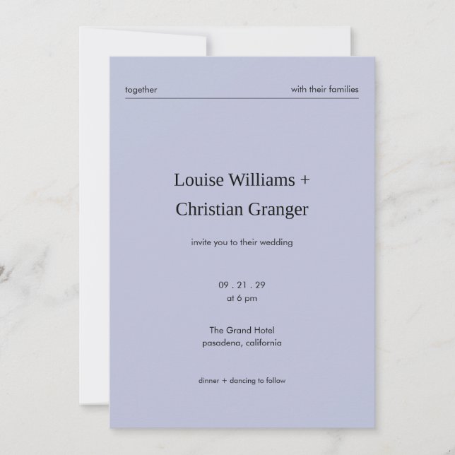 Chic Bold Minimalist Editorial French Grey Wedding Invitation (Front)