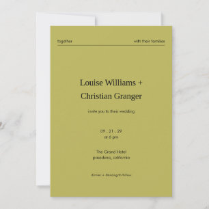 Chic Bold Minimalist Editorial Green Wedding Invitation