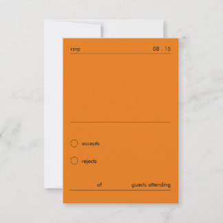 Chic Bold Minimalist Orange Wedding RSVP  Card