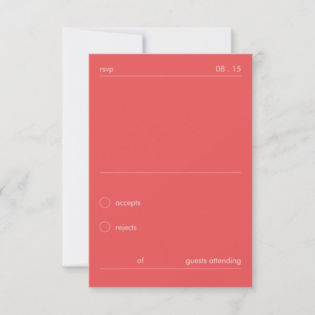 Chic Bold Minimalist Red Wedding RSVP  Card (Front)