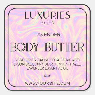 Chic Bold Modern Holographic Body Butter Spa Label