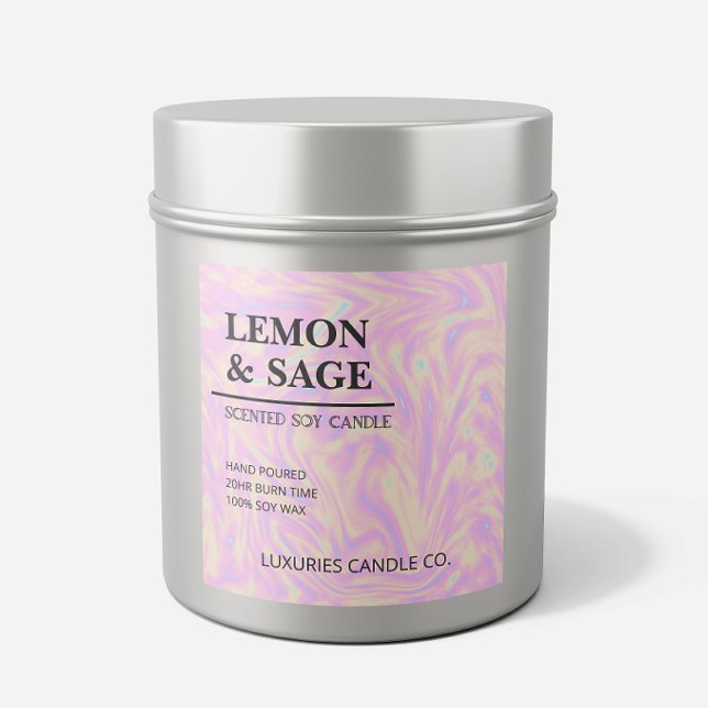 Chic Bold Modern Holographic Soy Candle Label (Creator Uploaded)