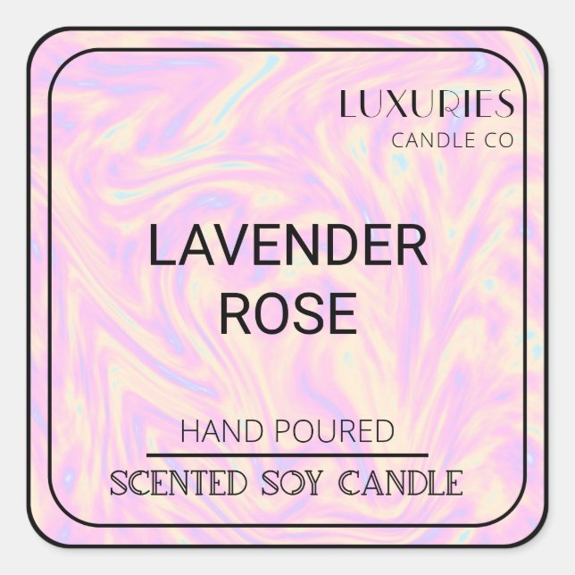 Chic Bold Modern Pink Holographic Soy Candle Label (Front)
