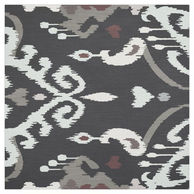 Chic bold neutral black white ikat tribal pattern fabric (Swatch)