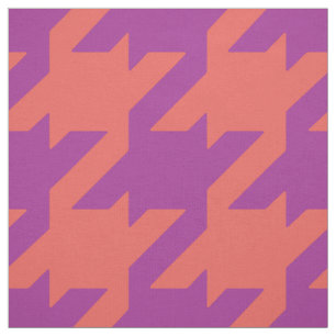 Chic bold orange purple houndstooth pattern fabric