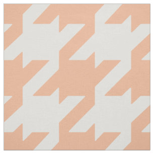 Chic bold pastel orange houndstooth pattern fabric