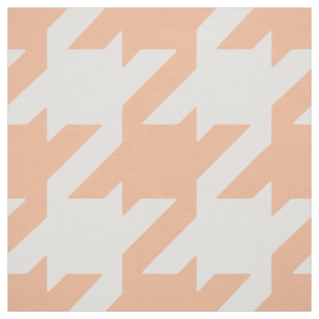 Chic bold pastel orange houndstooth pattern fabric (Swatch)