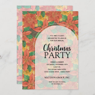 Chic Bold Poinsettias Christmas Party Invitation