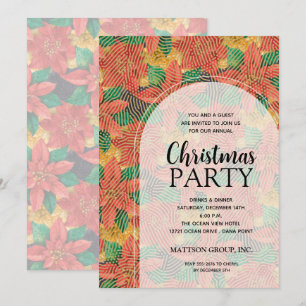 Chic Bold Poinsettias Christmas Party Invitations