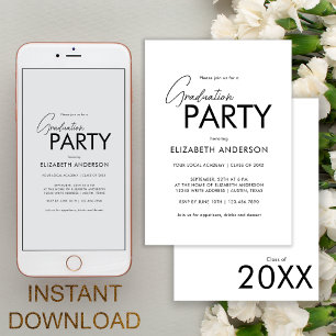 Chic Bold Typography Graduation Party Invitation