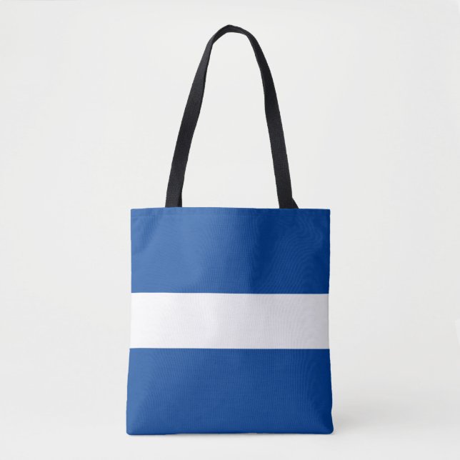 Chic Bold White Deep Ocean Blue Nautical Stripes Tote Bag (Front)