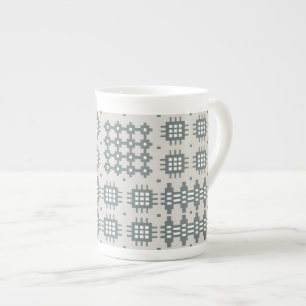 Chic Bone China Mug: Welsh Tapestry Pattern, Grey Mug