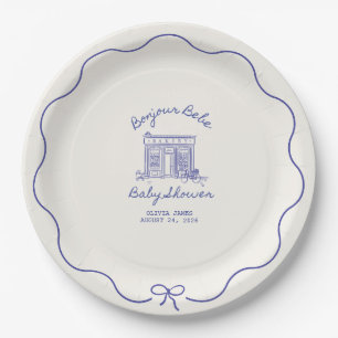 Chic Bonjour bebe baby shower Paper Plate