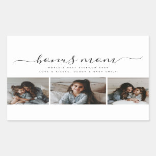 Chic Bonus Mum Photo White Rectangular Mothers Day Sticker