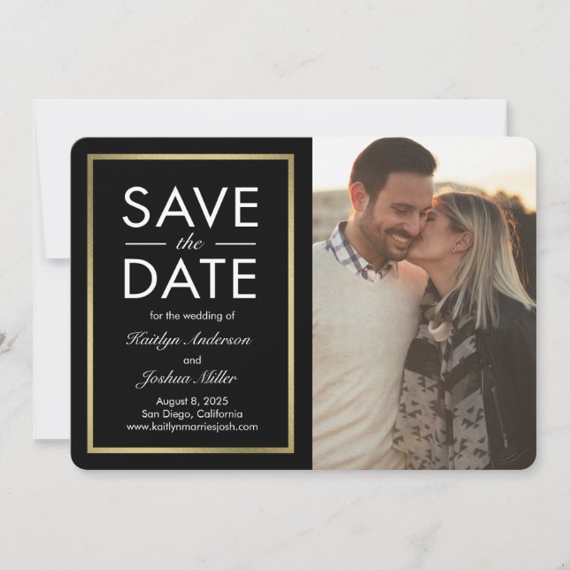 Chic Border Editable Colour Save The Date Card (Front)
