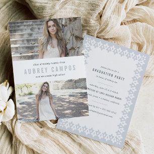 Chic Border   Photo Graduation Party Invitation