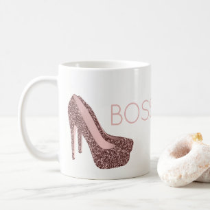 Chic Boss Lady   Rose Gold Pink Glitter Shoes Coffee Mug
