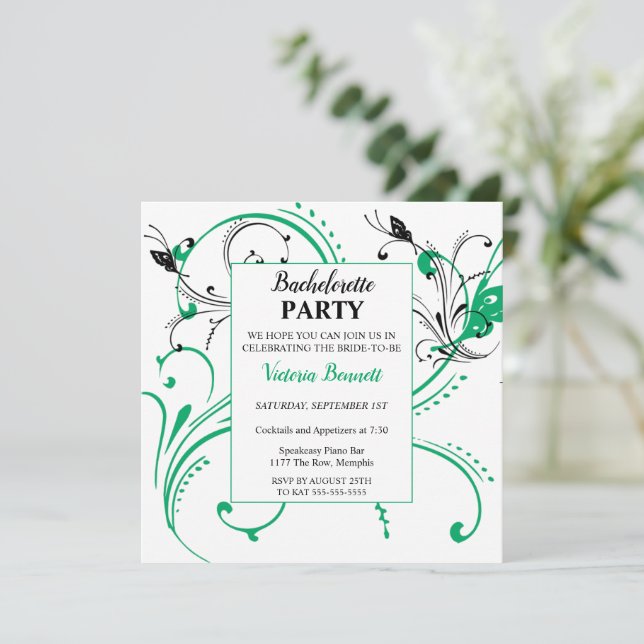 Chic Botanical Bachelorette Party Invitation (Standing Front)