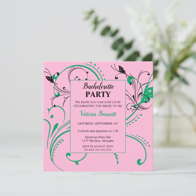 Chic Botanical Bachelorette Party Invitation (Standing Front)