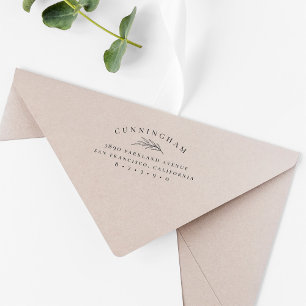 Chic Botanical Branch Family Name Return Address Rubber Stamp