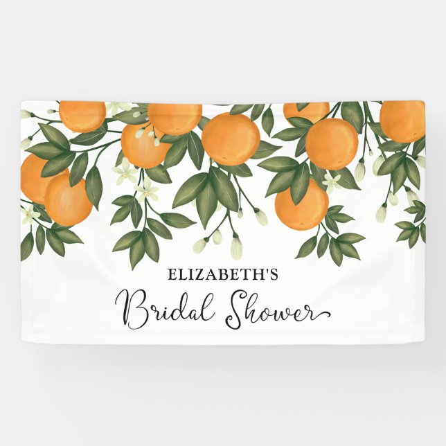 Chic Botanical Citrus Summer Bridal Shower Welcome Banner (Horizontal)