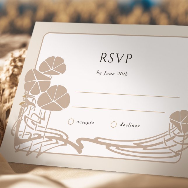 Chic Botanical Cream RSVP Wedding Card (Creator Uploaded)