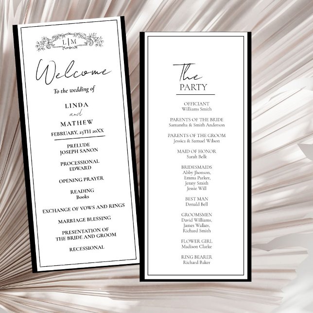 Chic Botanical crest  Wedding Program Card (Creator Uploaded)