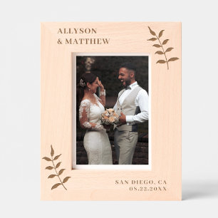 Chic Botanical Custom Names Date Wedding Etched Frames