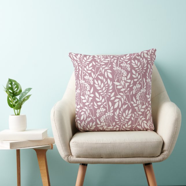 Chic Botanical Dusty Rose Foliage Pattern Cushion (Chair)