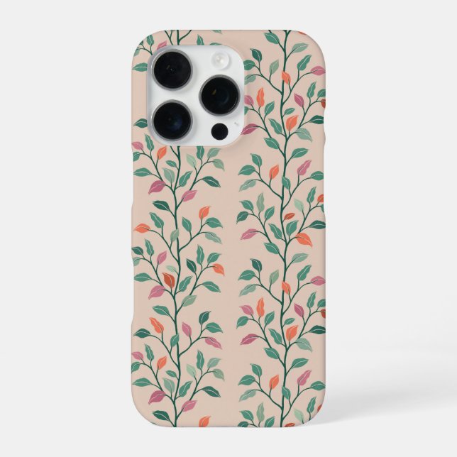 Chic Botanical Elegant Leaf Stripe on Blush iPhone Case (Back)