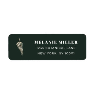 Chic Botanical Fern Custom Name Wedding Mailing Return Address Label