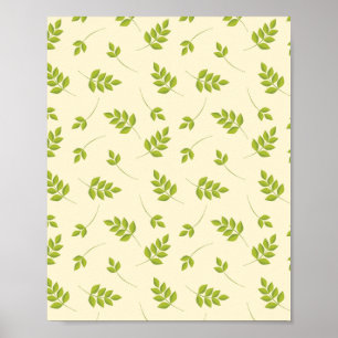 Chic Botanical Green Branches Leaves Seamless Poster