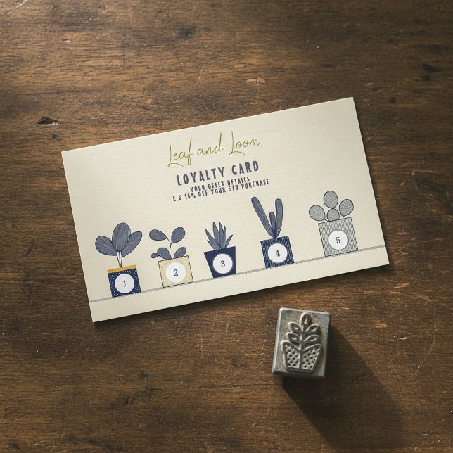 Chic Botanical house plant shop Loyalty Stamp Card (Creator Uploaded)