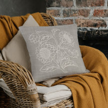 Chic Botanical Ivory Sunflowers Art On Beige Brown