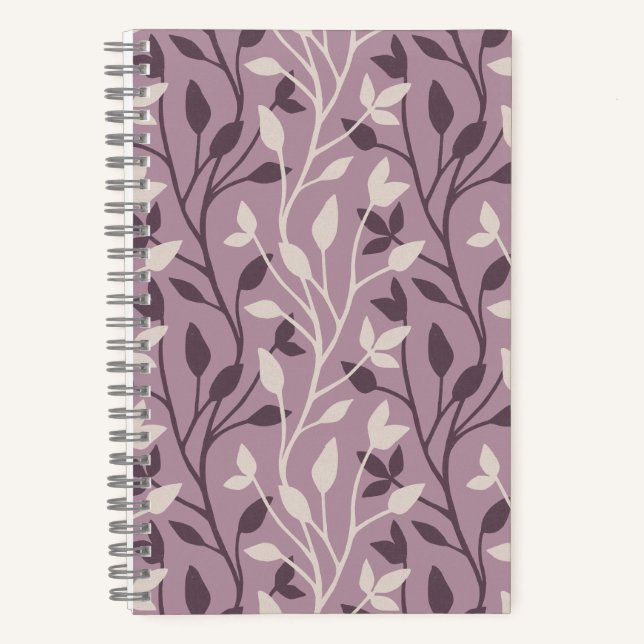 Chic Botanical Mauve Leaf Elegant Notebook (Front)
