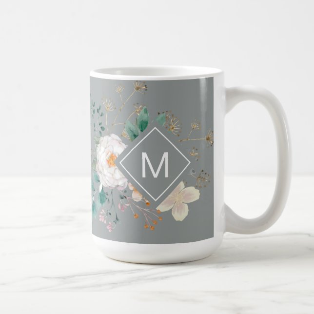 Chic Botanical Monogrammed Coffee Mug (Right)
